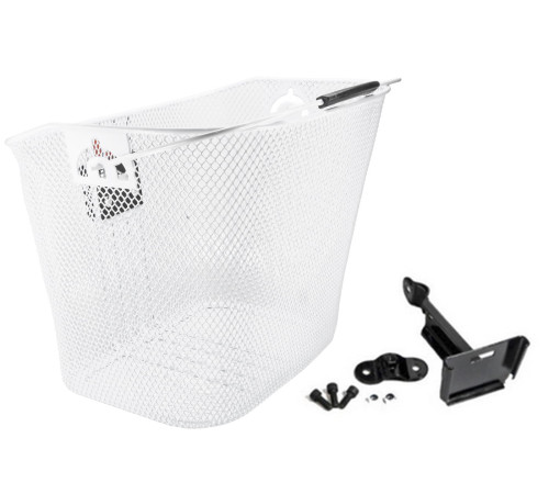 Basket front Azimut w/ metal STEM bracket 34x25x26cm white