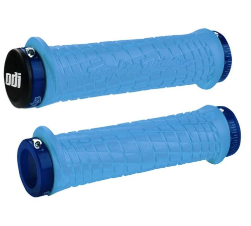 Stūres rokturu ODI Troy Lee Designs Signature MTB Lock-On Aqua w/ Blue Clamps