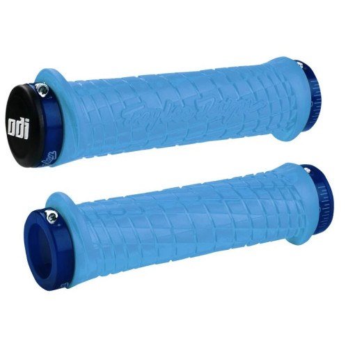 Stūres rokturu ODI Troy Lee Designs Signature MTB Lock-On Aqua w/ Blue Clamps