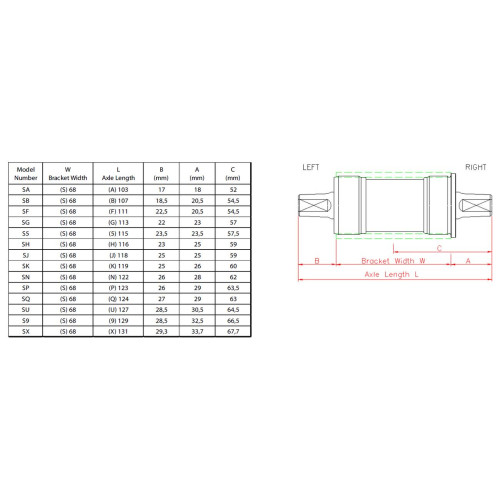 BB-set SunRace BBS15 BSA 68mm steel/steel-111MM