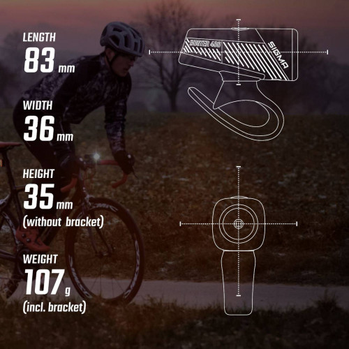 Aizmugurējais lukturis Sigma Buster 80 USB