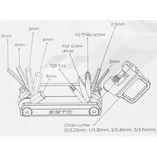 Atslēgu komplekts BETO BT-338 15 in 1 Mini
