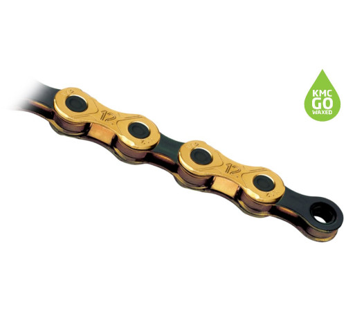 Chain KMC X12 Ti-N Gold/Black 12-speed 126-links Waxed