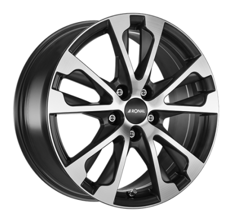 17" 5x108 Ronal R61 JET BLACK-MATT-FRONT CUT ET55 7.5J