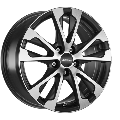 17" 5x108 Ronal R61 JET BLACK-MATT-FRONT CUT ET55 7.5J