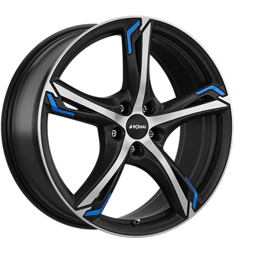 20" 5x114,3 Ronal R62 Blue JET BLACK-MATT-FRONT CUT ET40 8.5J