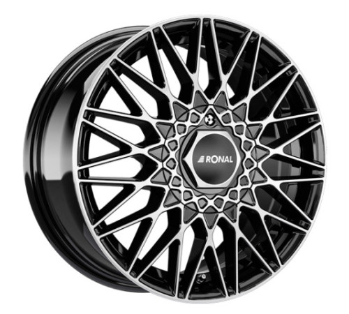 16" 5x112 Ronal LSX BLACK-FRONT CUT ET50 7.0J