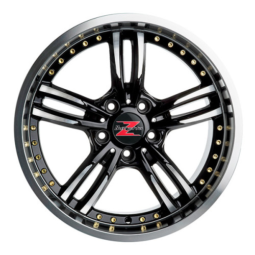 18" 5x120 Barzetta Mi6 Black Polished Gold Rivets ET20 8J