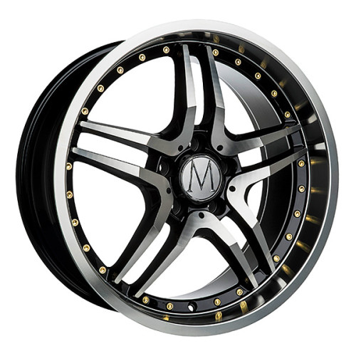 18" 5x112 Melchior GT Black Polished Gold Rivets ET35 8J