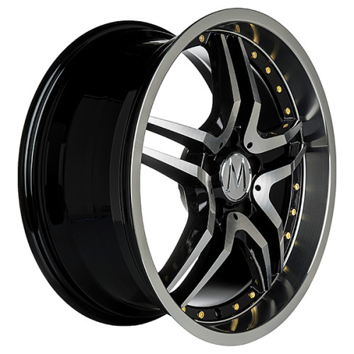 18" 5x112 Melchior GT Black Polished Gold Rivets ET35 8J