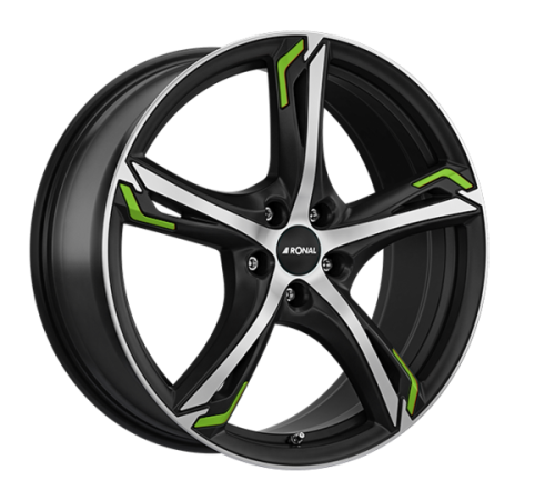 20" 5x114,3 Ronal R62 Green JET BLACK-MATT-FRONT CUT ET40 8.5J