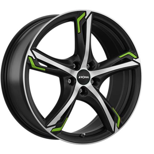 20" 5x114,3 Ronal R62 Green JET BLACK-MATT-FRONT CUT ET50 8.5J