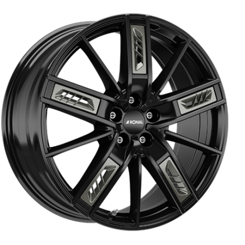 20" 5x112 Ronal R67 Grey Right JET BLACK ET45 8.5J