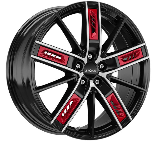 20" 5x112 Ronal R67 Red Right JET BLACK ET50 8.5J
