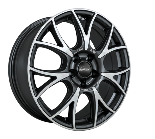 18" 5x108 Speedline SL5 Vincitore JET BLACK-MATT-FRONT CUT ET50 7.5J