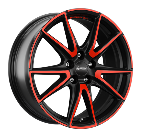 19" 5x112 Speedline SL6 Vettore MCR JET BLACK MATT RED SPOKE ET21 8.5J