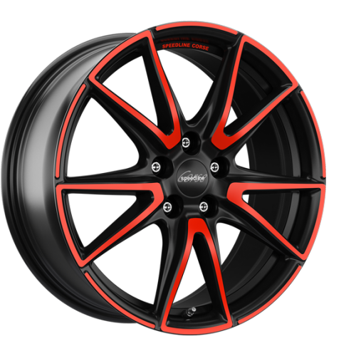 19" 5x112 Speedline SL6 Vettore MCR JET BLACK MATT RED SPOKE ET35 9.5J