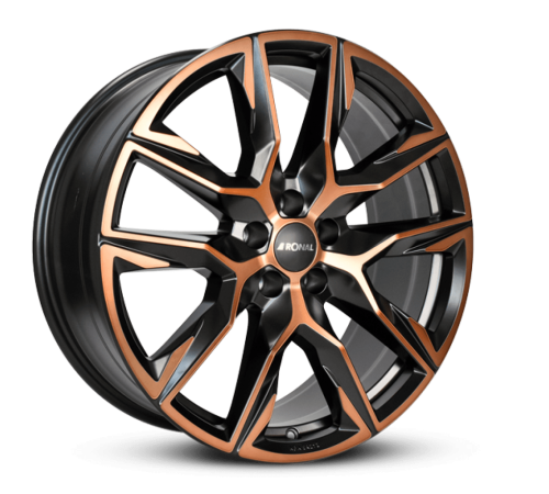 21" 5x112 Ronal R71 JET BLACK-COPPER MATT-FRONT CUT ET33 9.5J