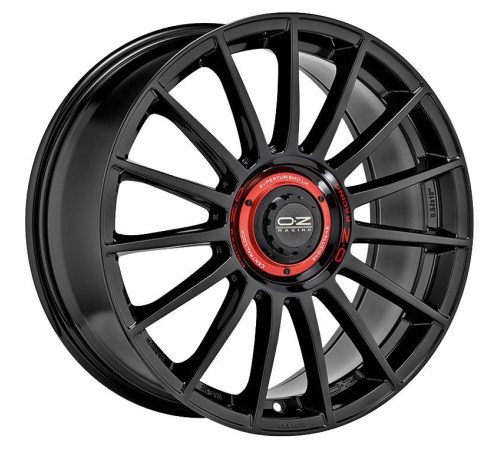 18'' 5x112 OZ Racing Superturismo Evoluzione Gloss Black + Red Lettering ET48 8J