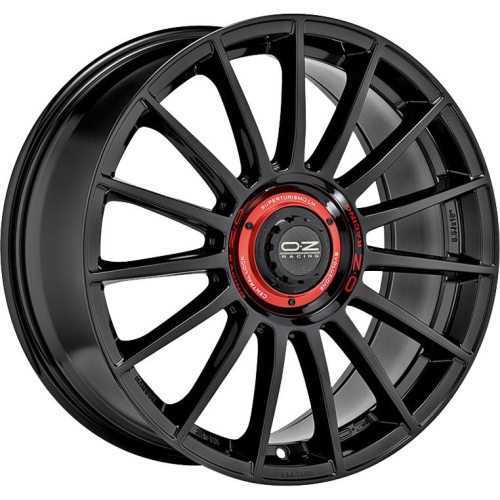 18'' 5x112 OZ Racing Superturismo Evoluzione Gloss Black + Red Lettering ET48 8J