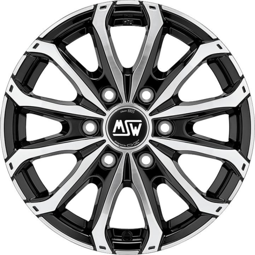 16'' 6x130 MSW 48 Van 6 Holes Gloss Black Full Polished ET62 6.5J