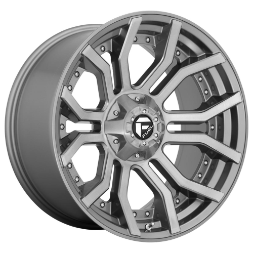 20'' 5x139.7 Fuel D713 Rage Platinum Brushed Gun Metal Tinted Clear ET-18 10J